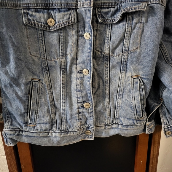 GAP Teen Denim Sherpa Jacket Size 10 - Picture 2 of 10